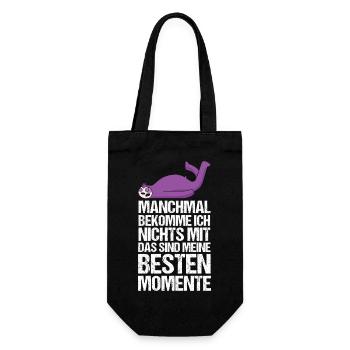 Manchmal Bekomme Ich Nichts MitFaultier - Geschenkbeutel für Flaschen - Schwarz - Vorne