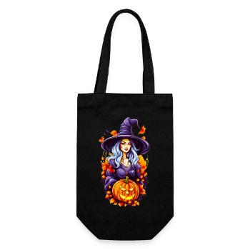 Halloween Hexe mit Kürbiskopf - Geschenkbeutel für Flaschen - Schwarz - Vorne