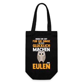 Eulen - Geschenkbeutel für Flaschen - Schwarz - Vorne