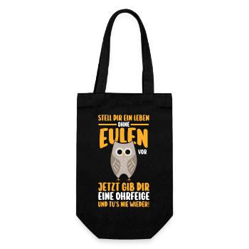 Eulen - Geschenkbeutel für Flaschen - Schwarz - Vorne