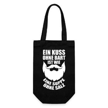 Bärtig Bartträger Schnurrbart Bart - Geschenkbeutel für Flaschen - Schwarz - Vorne