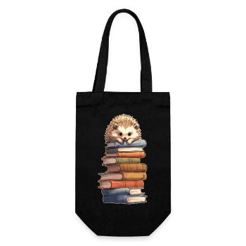 Hérisson sur une pile de livres - Sac à bouteille - noir - Devant