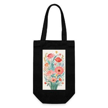 Blumenstrauß - Geschenkbeutel für Flaschen - Schwarz - Vorne