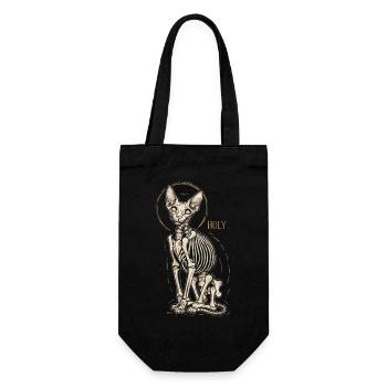 Katze Sphinx Skelett Tattoo - Geschenkbeutel für Flaschen - Schwarz - Vorne