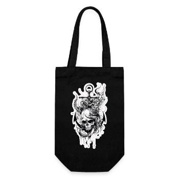 Large anchor of a pirate ship with skeleton - Gift Bag for Bottles - black - Front