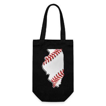 Illinois (USA) | echter Baseball | Landkarte - Geschenkbeutel für Flaschen - Schwarz - Vorne