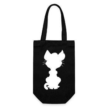 Seated Cat Silhouette Kitten Shadow Outline - Gift Bag for Bottles - black - Front