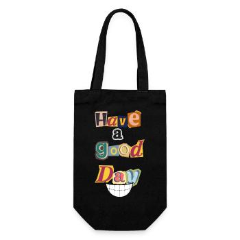Have a Good Day - Bunte Typo mit Smile - Geschenkbeutel für Flaschen - Schwarz - Vorne