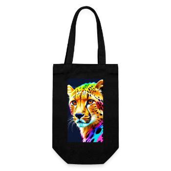 Cheetah Front - Geschenkbeutel für Flaschen - Schwarz - Vorne