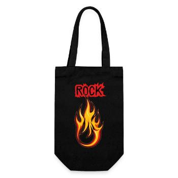 Rock Feuer & Flamme - Geschenkbeutel für Flaschen - Schwarz - Vorne