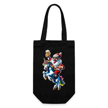 Santa Claus Beer Unicorn Christmas - Gift Bag for Bottles - black - Front