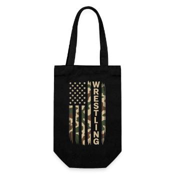 Wrestling USA Flag Camo Patriot Design - Gift Bag for Bottles - black - Front