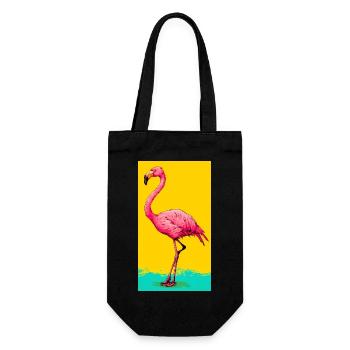 Flamingo - Geschenkbeutel für Flaschen - Schwarz - Vorne