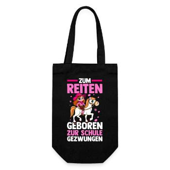 Reiten Pferdeliebhaber Reiterhof Pferde - Geschenkbeutel für Flaschen - Schwarz - Vorne