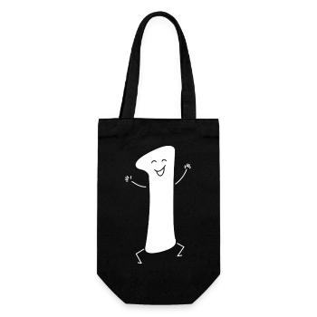 Lustige Eins: Minimalistische Ziffer 1 | Erster - Geschenkbeutel für Flaschen - Schwarz - Vorne