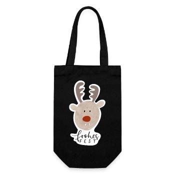 Frohes Fest Rentier Sticker - Geschenkbeutel für Flaschen - Schwarz - Vorne