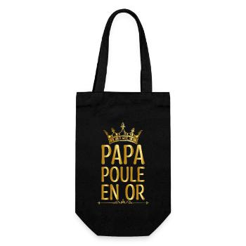 Fête des pères, Papa Poule en or cadeau pour papa - Sac à bouteille - noir - Devant