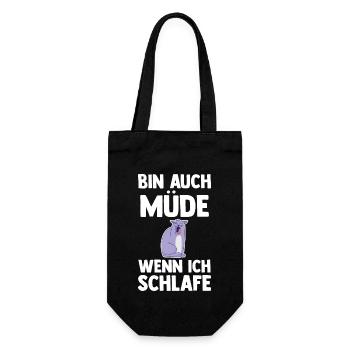 Katze Ich Bin Auch Müde Wenn Ich Schlafe - Geschenkbeutel für Flaschen - Schwarz - Vorne