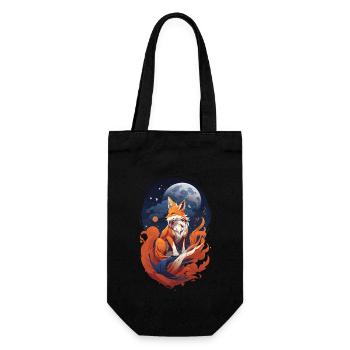 Mystical Kitsune Spirit Anime Japan Aesthetic Style - Gift Bag for Bottles - black - Front