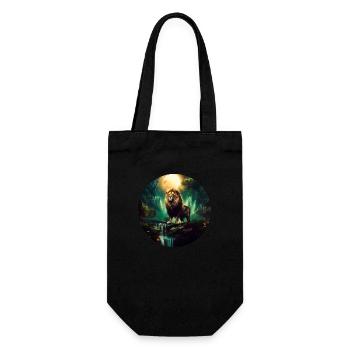 Majestueux Lion Roi des Animaux Cadeau Lion - Sac à bouteille - noir - Devant