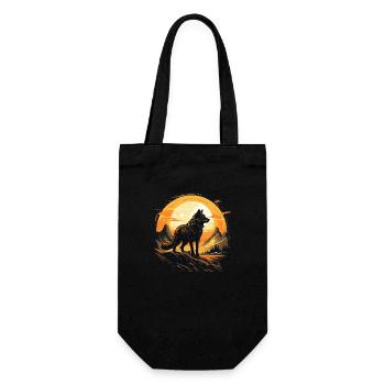 Geschenk Wikinger Wolf Krafttier Schamane Odin - Geschenkbeutel für Flaschen - Schwarz - Vorne
