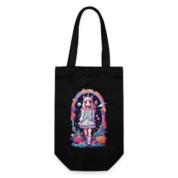 Gothic Kawaii Chibi Unicorn Anime eGirl Style - Gift Bag for Bottles - black - Front
