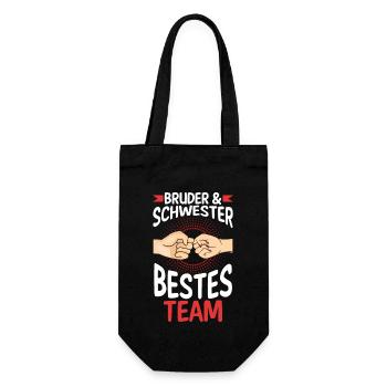 Geschwister Bruder und Schwester - Geschenkbeutel für Flaschen - Schwarz - Vorne