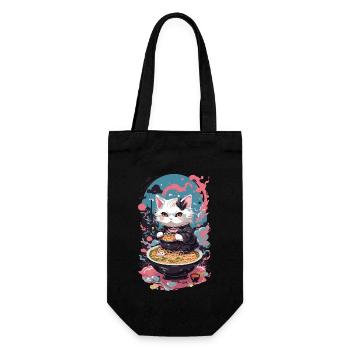 Katze Goth Pastel Ramen Nudelsuppe Kawaii - Geschenkbeutel für Flaschen - Schwarz - Vorne