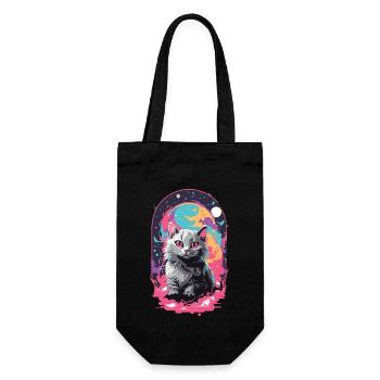 Cat Goth Pastel Psychedelic Weirdcore Design - Gift Bag for Bottles - black - Front
