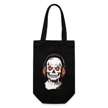 Gruselige Skull Musik Kopfhörer Halloween - Geschenkbeutel für Flaschen - Schwarz - Vorne
