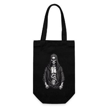 Halloween Grim Reaper Skeleton Skull Design - Gift Bag for Bottles - black - Front
