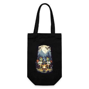 Zombies Campfire Halloween Cartoon Kids Design - Gift Bag for Bottles - black - Front