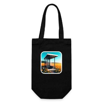 Bus stop in a field. - Geschenkbeutel für Flaschen - Schwarz - Vorne