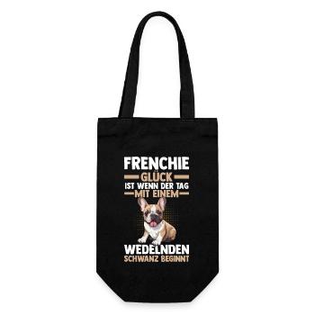 Frenchie Französische Bulldogge - Geschenkbeutel für Flaschen - Schwarz - Vorne