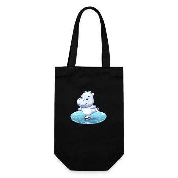 Designs For Kids – Fröhliche Nilpferde - Geschenkbeutel für Flaschen - Schwarz - Vorne