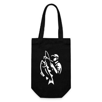 Pêcheur à la ligne avec du poisson - Sac à bouteille - noir - Devant