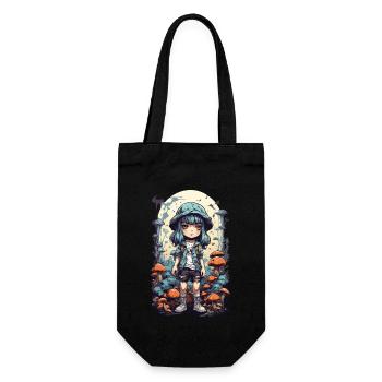 Psychedelic Abenteuer Anime Wald Pilz Design - Geschenkbeutel für Flaschen - Schwarz - Vorne