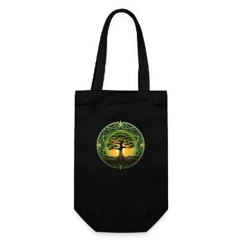 Baum des Lebens Spiritueller Lebensbaum, Yggdrasil - Geschenkbeutel für Flaschen - Schwarz - Vorne