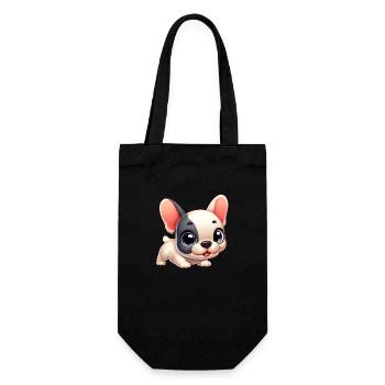 Designs For Kids – Fröhliche Frenchies - Geschenkbeutel für Flaschen - Schwarz - Vorne