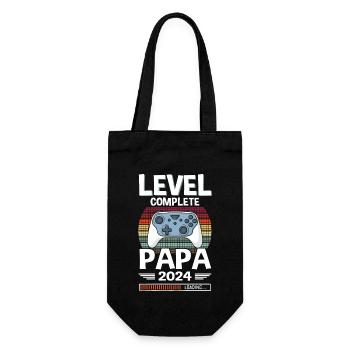 Level Complete Papa 2024 Werdender Vater - Geschenkbeutel für Flaschen - Schwarz - Vorne