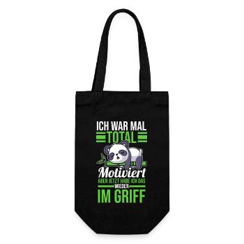 Ich War Mal Total Motiviert Panda - Geschenkbeutel für Flaschen - Schwarz - Vorne
