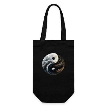 Ying Yang Motiv - Geschenkbeutel für Flaschen - Schwarz - Vorne