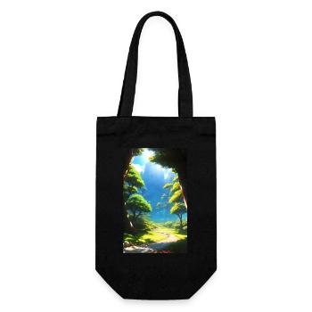 Anime Traumwelt Landschaft - Geschenkbeutel für Flaschen - Schwarz - Vorne