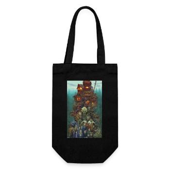 Abstract nightmare family landscape portrayal - Gift Bag for Bottles - black - Front