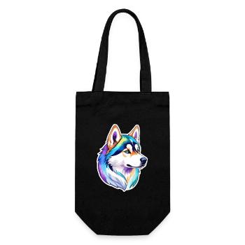 Siberian Husky Watercolors - Gift Bag for Bottles - black - Front