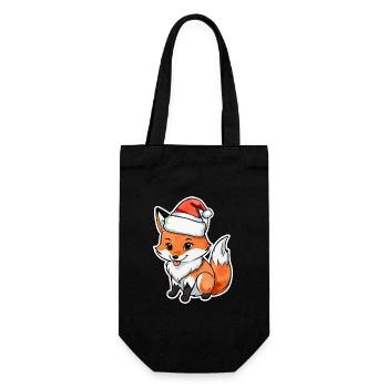Fuchs Weihnachten Wasserfarben - Geschenkbeutel für Flaschen - Schwarz - Vorne