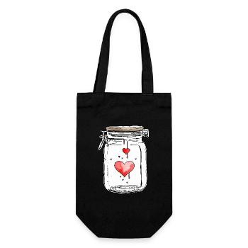 Glass Full of Love Hearts Watercolors - Gift Bag for Bottles - black - Front