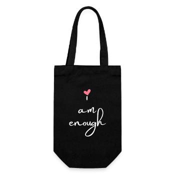 I am enough - weiß - Geschenkbeutel für Flaschen - Schwarz - Vorne