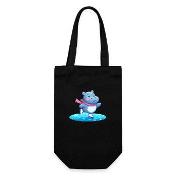 Designs For Kids – Fröhliche Nilpferde - Geschenkbeutel für Flaschen - Schwarz - Vorne