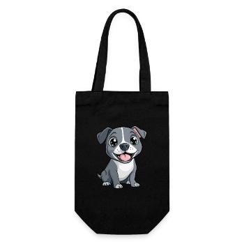 American Staffordshire Terrier Hund Niedlich - Geschenkbeutel für Flaschen - Schwarz - Vorne